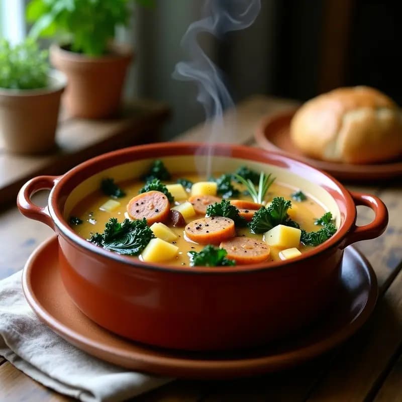 Zuppa Toscana Vegana con Salchichas de Seitan: Sopa Italiana Reconfortante